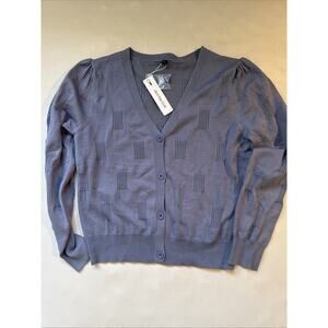 NWT -Arach&Cloz Women's V Neck Long Sweater Knitted Blue - Large